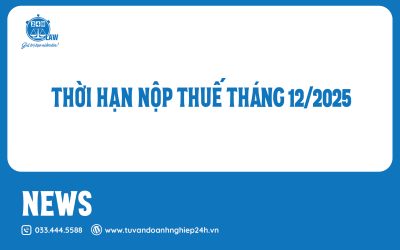 THỜI HẠN NỘP THUẾ THÁNG 12/2025